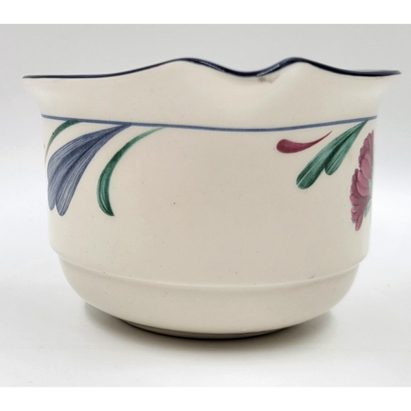 Lenox Chinastone Poppies On Blue Creamer Pitcher Red Flowers & Blue Leaves - Picture 6 of 8